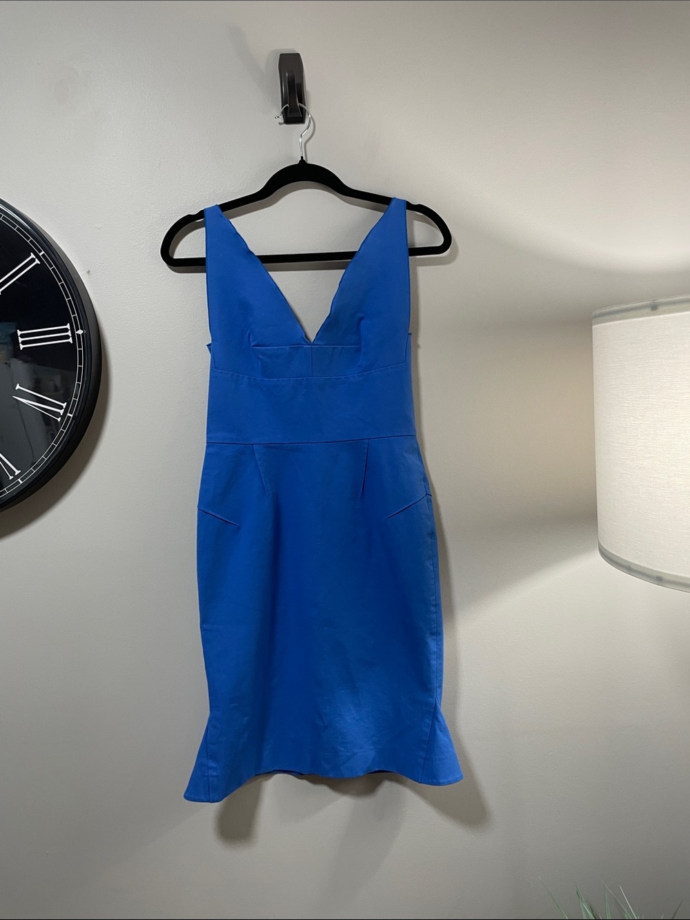 Roland Mouret Electric Blue V-Neck Midi Dress